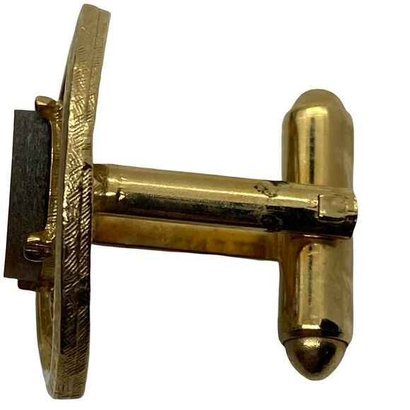 Cufflinks And Tie Tack Set Vintage Dante Men's Gold Tone Tiger’s Eye Bullet Back - Picture 3 of 16